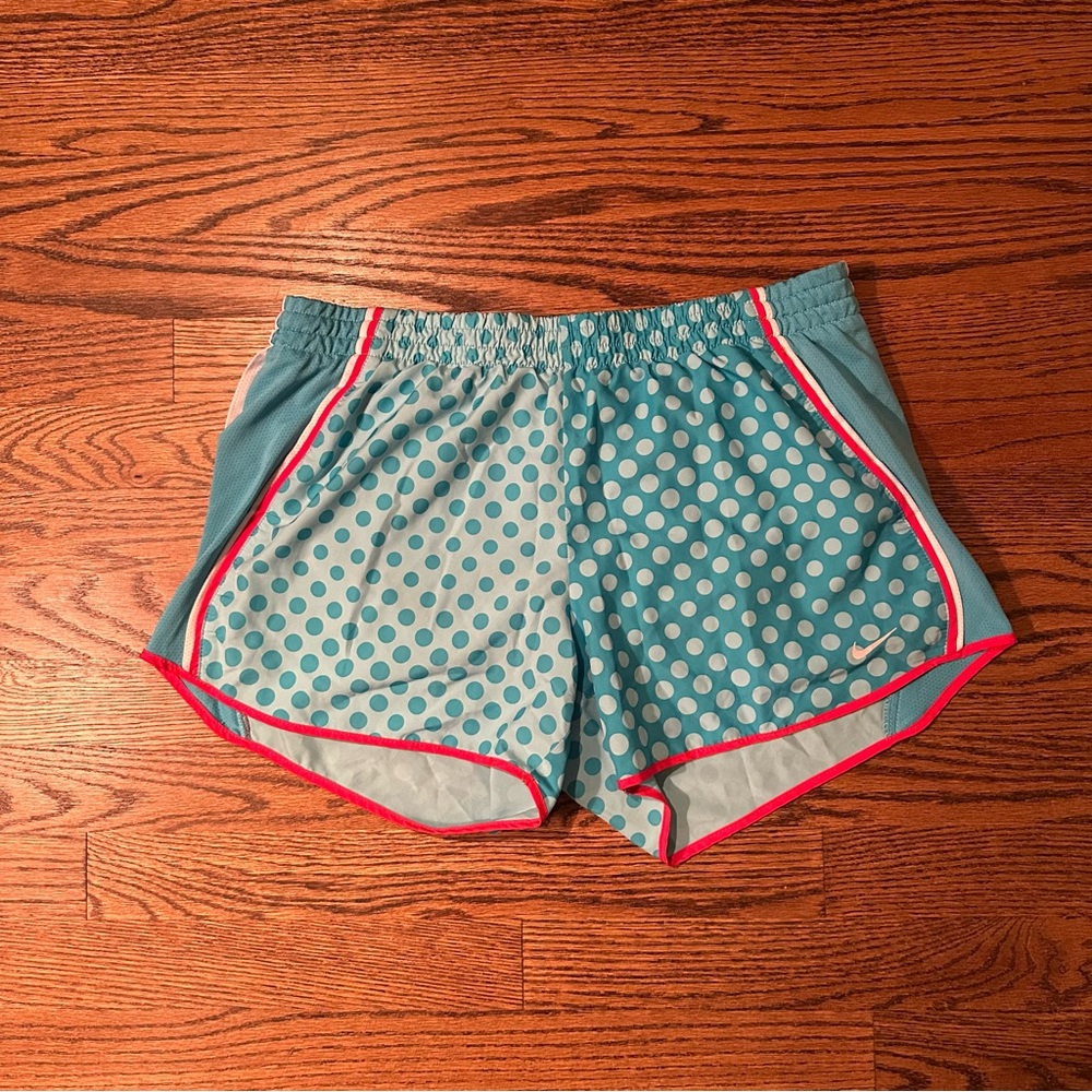 Nike Women's Blue Dri-FIT Polka Dot Running Shorts - Size Medium